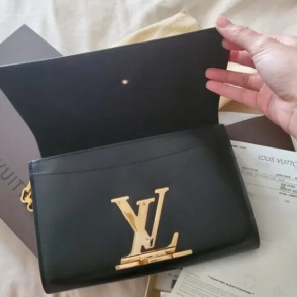 (Authentic)Louis Vuitton Chain Louise Clutch Bag PM Evening BAG